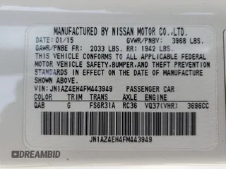 2015 Nissan 370Z with VIN JN1AZ4EH4FM443949, listed as a Copart auction lot 79944063 with 40,397 mi miles. Bid and sale history available at carsss.com. Image 12.