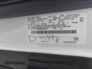 2021 Ford Transit Cargo with VIN 1FTBR1C85MKA19997, listed as a IAAI auction lot 41431285 with 61,158 mi miles and . Bid and sale history available at DreamBid. Image 9.