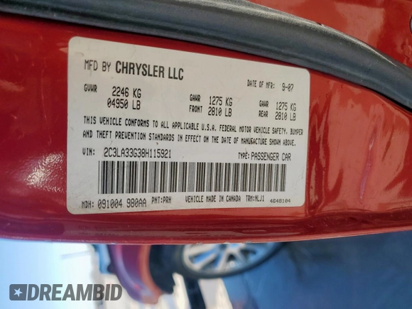 2008 Chrysler 300 z VIN 2C3LA33G38H115921, wystawiony jako Copart lot #49337435 z przebiegiem 203 198 mil mil oraz Szkoda całkowita • Salvage title. Historia ofert i sprzedaży dostępna na DreamBid. Obrazek 12.