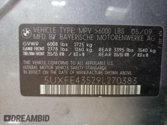 2009 BMW X5 30i with VIN 5UXFE43529L270383, listed as a Copart auction lot 81898284 with 200,233 mi miles and Salvage Title. Bid and sale history available at carsss.com. Image 12.