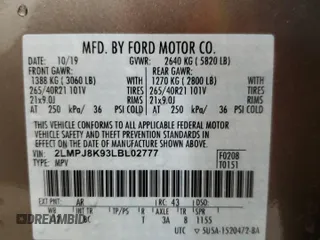 2020 Lincoln Nautilus Reserve z VIN 2LMPJ8K93LBL02777, wystawiony jako Copart lot #59559575 z przebiegiem Nie podano mil oraz Szkoda całkowita • Salvage title. Historia ofert i sprzedaży dostępna na DreamBid. Obrazek 13.