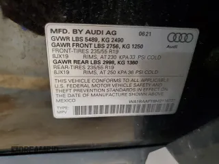2021 Audi Q5 Premium Plus with VIN WA1BAAFY8M2116737, listed as a Copart auction lot 55652865 with 63,176 mi miles and Salvage title. Bid and sale history available at DreamBid. Image 13.
