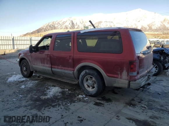 2002 Ford Excursion Limited z VIN 1FMNU42F22ED63582, wystawiony jako Copart lot #87511635 z przebiegiem 384 594 mil mil oraz Czysty tytuł • Clean title. Historia ofert i sprzedaży dostępna na DreamBid. Obrazek 2.