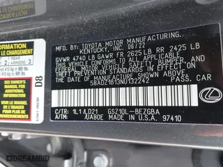 2022 Lexus ES with VIN 58ADZ1B13NU132242, listed as a IAAI auction lot 41925701 with 30,381 mi miles. Bid and sale history available at carsss.com. Image 9.