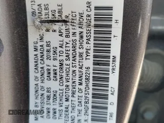 2013 Honda Civic LX with VIN 2HGFB2F57DH582216, listed as a Copart auction lot 61100525 with 165,292 mi miles and Salvage title. Bid and sale history available at DreamBid. Image 13.