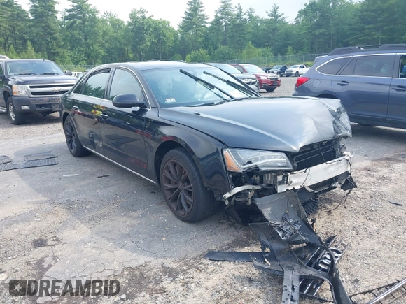 2012 Audi A8 with VIN WAURVAFDXCN017546, listed as a IAAI auction lot 39830968 with 123,089 mi miles and . Bid and sale history available at DreamBid. Image 1.