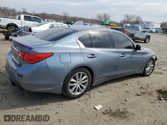 2016 Infiniti Q50 Premium with VIN JN1CV7AR7GM251091, listed as a Copart auction lot 49963495 with 77,833 mi miles and Salvage Title. Bid and sale history available at DreamBid. Image 3.
