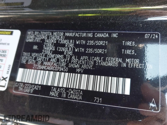 2024 Lexus RX 350 z VIN 2T2BAMCA6RC079450, wystawiony jako IAAI lot #41781873 z przebiegiem 6749 mil mil oraz . Historia ofert i sprzedaży dostępna na DreamBid. Obrazek 9.