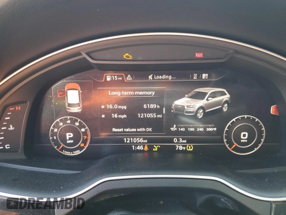 2018 Audi Q7 Premium Plus with VIN WA1LAAF70JD051877, listed as a Copart auction lot 54546685 with 121,056 mi miles and Clean Title. Bid and sale history available at carsss.com. Image 9.