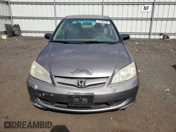 2004 Honda Civic LX with VIN 2HGES16504H621170, listed as a Copart auction lot 52159735 with 147,849 mi miles and Salvage Title. Bid and sale history available at carsss.com. Image 5.
