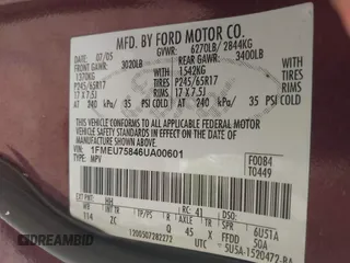 2006 Ford Explorer Limited с VIN 1FMEU75846UA00601, выставлен на аукционе IAAI как лот 42567337 с пробегом 187 780 миль миль и . История ставок и продаж доступна на DreamBid. Изображение 9.