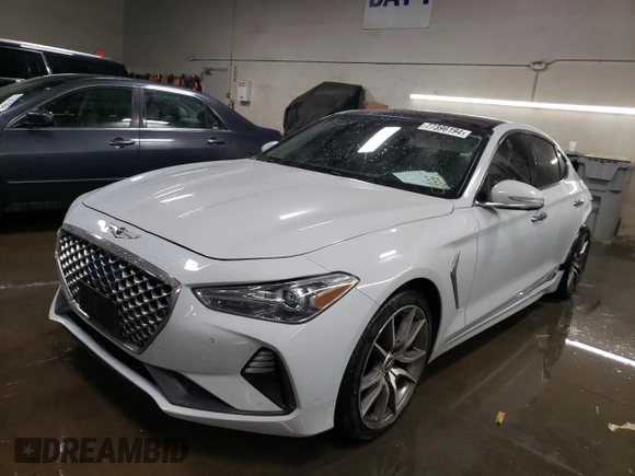 2019 Genesis G70 2.0T Advanced with VIN KMTG44LA5KU025181, listed as a Copart auction lot 77396194 with 96,318 mi miles and Salvage Title. Bid and sale history available at carsss.com. Image 1.