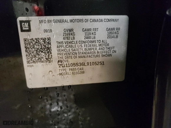 2020 Chevrolet Impala Premier with VIN 2G1105S36L9105251, listed as a Copart auction lot 79473034 with 71,868 mi miles and Salvage Title. Bid and sale history available at carsss.com. Image 14.