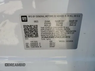 2022 Chevrolet Equinox RS with VIN 3GNAXWEV5NS105972, listed as a Copart auction lot 56632505 with 32,649 mi miles and Salvage title. Bid and sale history available at DreamBid. Image 14.