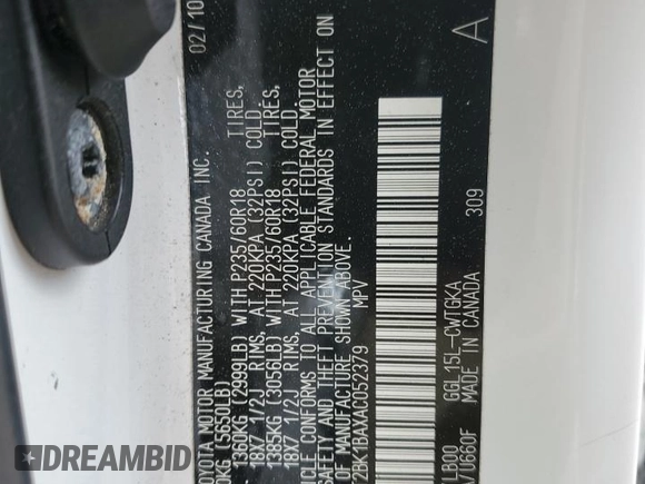 2010 Lexus RX 350 z VIN 2T2BK1BAXAC052379, wystawiony jako Copart lot #55338765 z przebiegiem 221 698 mil mil oraz Szkoda całkowita • Salvage title. Historia ofert i sprzedaży dostępna na DreamBid. Obrazek 13.