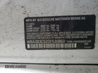 2013 BMW 3 Series 328i xDrive with VIN WBA3B3C52DF530860, listed as a Copart auction lot 53248425 with 154,254 mi miles and Salvage Title. Bid and sale history available at carsss.com. Image 12.