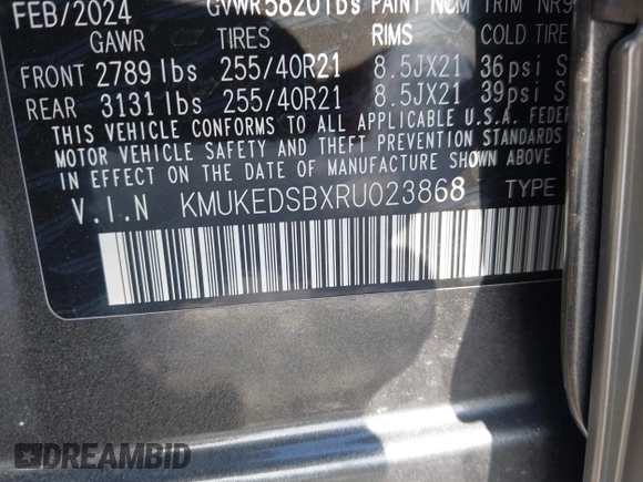 2024 Genesis GV60 z VIN KMUKEDSBXRU023868, wystawiony jako IAAI lot #41638835 z przebiegiem 2 698 mil mil oraz . Historia ofert i sprzedaży dostępna na DreamBid. Obrazek 9.