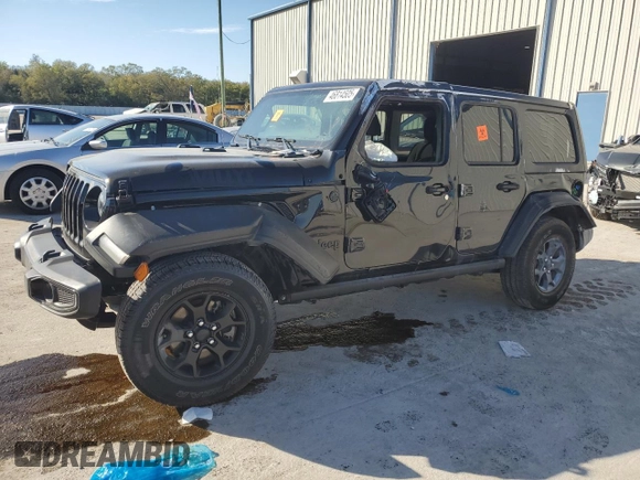 2021 Jeep Wrangler Unlimited Willys with VIN 1C4HJXDM8MW530712, listed as a Copart auction lot 54873175 with 54,598 mi miles and Salvage Title. Bid and sale history available at DreamBid. Image 1.