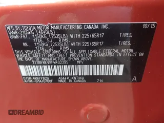 2015 Toyota RAV4 LE с VIN 2T3BFREV9FW402295, выставлен на аукционе IAAI как лот 42167730 с пробегом 112 398 миль миль и . История ставок и продаж доступна на DreamBid. Изображение 9.