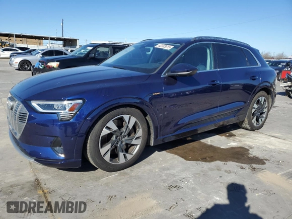 2021 Audi e-tron Premium Plus with VIN WA1LAAGE1MB024443, listed as a Copart auction lot 42333015 with 43,977 mi miles and Salvage title. Bid and sale history available at DreamBid. Image 1.