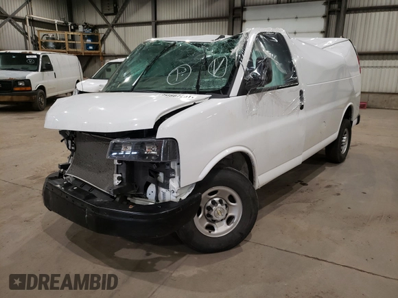 2020 Chevrolet Express Cargo Van with VIN 1GCWGAFP6L1179269, listed as a Copart auction lot 88147615 with 42,377 mi miles and Non Repairable. Bid and sale history available at carsss.com. Image 2.