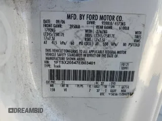 2007 Ford F-250 XL with VIN 1FTSX20547EB03401, listed as a Copart auction lot 77347914 with 356,284 mi miles and Clean title. Bid and sale history available at DreamBid. Image 12.