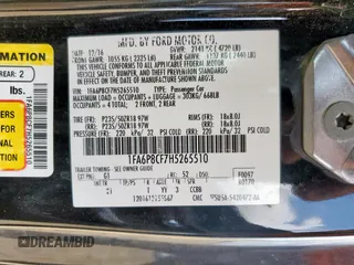 2017 Ford Mustang GT with VIN 1FA6P8CF7H5265510, listed as a Copart auction lot 59172315 with Not provided miles and Salvage title. Bid and sale history available at DreamBid. Image 13.