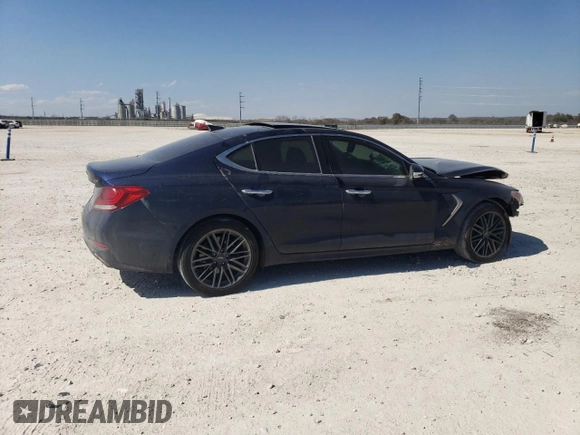 2019 Genesis G70 Advanced with VIN KMTG34LA0KU017086, listed as a Copart auction lot 47943445 with 87,692 mi miles and Salvage title. Bid and sale history available at DreamBid. Image 3.