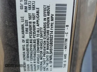 2016 Honda Odyssey Touring Elite with VIN 5FNRL5H91GB092214, listed as a Copart auction lot 61158745 with 121,477 mi miles and Salvage title. Bid and sale history available at DreamBid. Image 13.