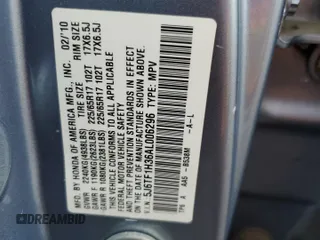 2010 Honda Accord Crosstour EX with VIN 5J6TF1H36AL006296, listed as a Copart auction lot 74346694 with 187,480 mi miles and Salvage Title. Bid and sale history available at carsss.com. Image 13.