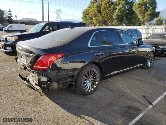 2018 Genesis G90 5.0L Ultimate with VIN KMHG54JH9JU038974, listed as a Copart auction lot 76321104 with 106,221 mi miles and Salvage Title. Bid and sale history available at carsss.com. Image 3.