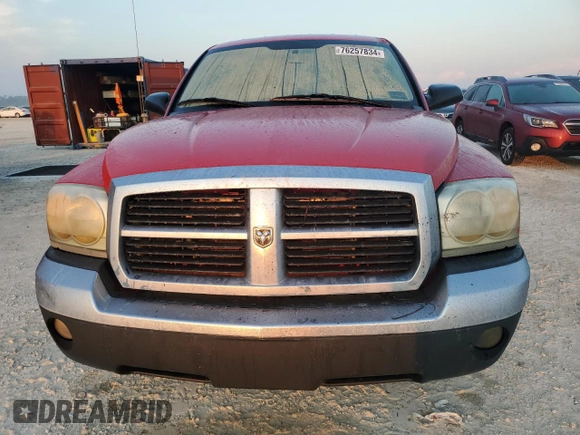 2005 Dodge Dakota SLT with VIN 1D7HE48K45S204044, listed as a Copart auction lot 76257834 with Not Provided miles and Salvage Title. Bid and sale history available at DreamBid. Image 5.