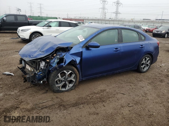 2020 Kia Forte LXS with VIN 3KPF24AD9LE255383, listed as a Copart auction lot 43591265 with 34,394 mi miles and Salvage Title. Bid and sale history available at carsss.com. Image 1.