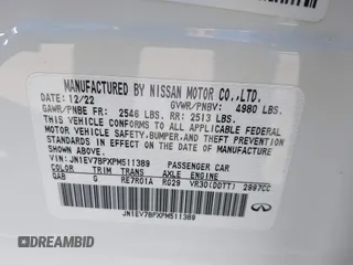 2023 Infiniti Q50 Luxe with VIN JN1EV7BPXPM511389, listed as a IAAI auction lot 41329603 with 28,476 mi miles and . Bid and sale history available at DreamBid. Image 8.