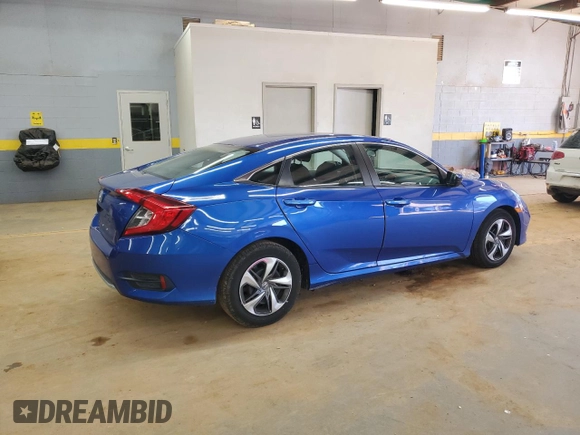 2019 Honda Civic Sedan LX with VIN 2HGFC2F66KH587488, listed as a Copart auction lot 45280025 with 58,272 mi miles and Salvage Title. Bid and sale history available at carsss.com. Image 3.