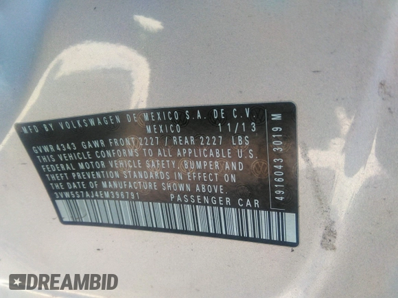 2014 Volkswagen Jetta GLI Autobahn z VIN 3VW5S7AJ4EM396791, wystawiony jako IAAI lot #39648541 z przebiegiem 103 025 mil mil oraz . Historia ofert i sprzedaży dostępna na DreamBid. Obrazek 9.
