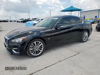 2018 Infiniti Q50 Luxe z VIN JN1EV7AR1JM436625, wystawiony jako Copart lot #58535545 z przebiegiem 60 850 mil mil oraz Szkoda całkowita • Salvage title. Historia ofert i sprzedaży dostępna na DreamBid. Obrazek 1.