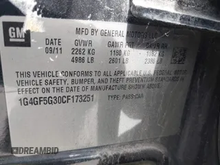 2012 Buick LaCrosse Premium 2 with VIN 1G4GF5G30CF173251, listed as a IAAI auction lot 41684539 with 1 mi miles. Bid and sale history available at carsss.com. Image 9.