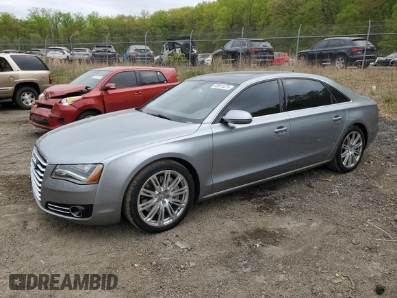 2012 Audi A8 L with VIN WAURVAFD3CN018800, listed as a Copart auction lot 53815475 with 85,417 mi miles and Salvage Title. Bid and sale history available at carsss.com. Image 1.