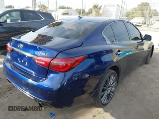 2021 Infiniti Q50 Red Sport 400 with VIN JN1FV7DPXMM850652, listed as a IAAI auction lot 41252436 with 48,380 mi miles and . Bid and sale history available at DreamBid. Image 4.