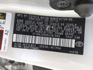 2011 Toyota Avalon with VIN 4T1BK3DB6BU387869, listed as a IAAI auction lot 42762068 with 156,559 mi miles and . Bid and sale history available at DreamBid. Image 9.