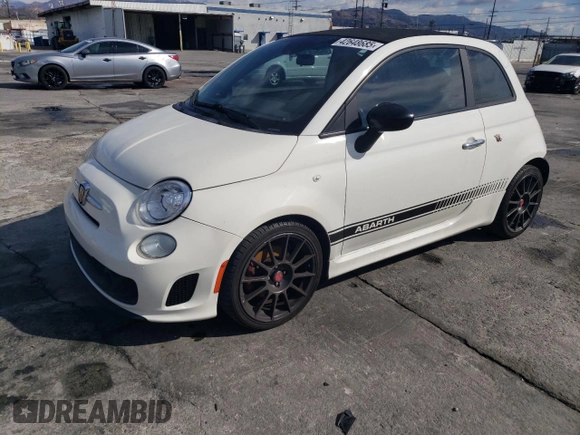 2013 FIAT 500 Abarth with VIN 3C3CFFJH4DT628966, listed as a Copart auction lot 42648685 with 102,045 mi miles and Salvage title. Bid and sale history available at DreamBid. Image 1.
