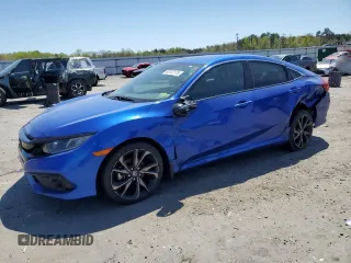2019 Honda Civic Sedan Sport with VIN 19XFC2F86KE038109, listed as a Copart auction lot 53722175 with 89,615 mi miles and Salvage Title. Bid and sale history available at carsss.com. Image 1.