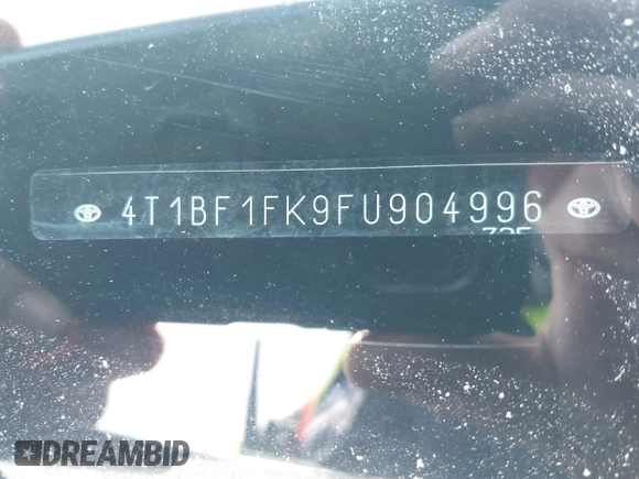 2015 Toyota Camry XLE with VIN 4T1BF1FK9FU904996, listed as a IAAI auction lot 42192405 with 57,158 mi miles and . Bid and sale history available at DreamBid. Image 19.