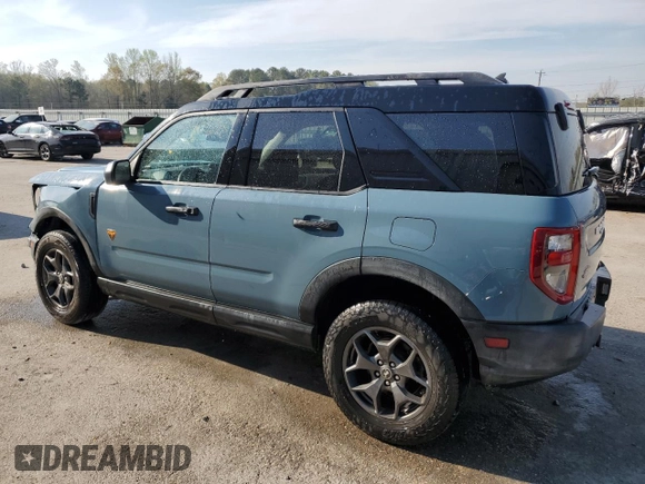 2021 Ford Bronco Sport Badlands z VIN 3FMCR9D99MRB07775, wystawiony jako Copart lot #50647835 z przebiegiem 95 030 mil mil oraz Szkoda całkowita • Salvage title. Historia ofert i sprzedaży dostępna na DreamBid. Obrazek 2.
