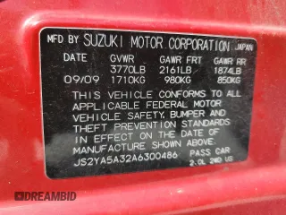 2010 Suzuki SX4 z VIN JS2YA5A32A6300486, wystawiony jako Copart lot #52340575 z przebiegiem 200 190 mil mil oraz Szkody całkowita. Historia ofert i sprzedaży dostępna na DreamBid. Obrazek 15.