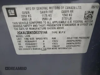 2013 GMC Terrain SLE with VIN 2GKALSEK5D6379144, listed as a Copart auction lot 62677695 with 202,897 mi miles and Clean title. Bid and sale history available at DreamBid. Image 13.