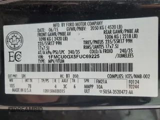 2015 Ford Escape SE with VIN 1FMCU0GX5FUC69225, listed as a Copart auction lot 52956055 with 162,936 mi miles and Clean Title. Bid and sale history available at carsss.com. Image 13.