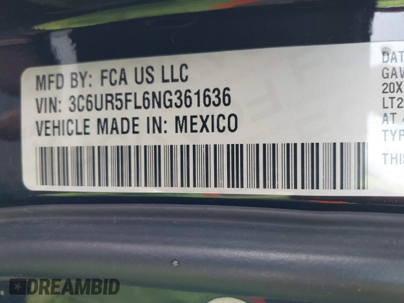 2022 Ram 2500 Laramie z VIN 3C6UR5FL6NG361636, wystawiony jako IAAI lot #42331483 z przebiegiem 58 812 mil mil oraz . Historia ofert i sprzedaży dostępna na DreamBid. Obrazek 9.