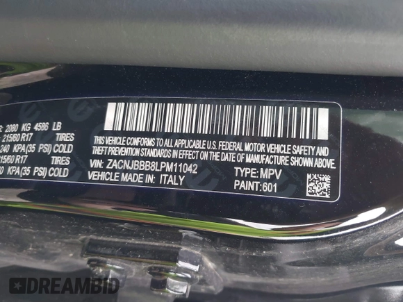 2020 Jeep Renegade Latitude z VIN ZACNJBBB8LPM11042, wystawiony jako IAAI lot #42072333 z przebiegiem 49 323 mil mil oraz . Historia ofert i sprzedaży dostępna na DreamBid. Obrazek 9.